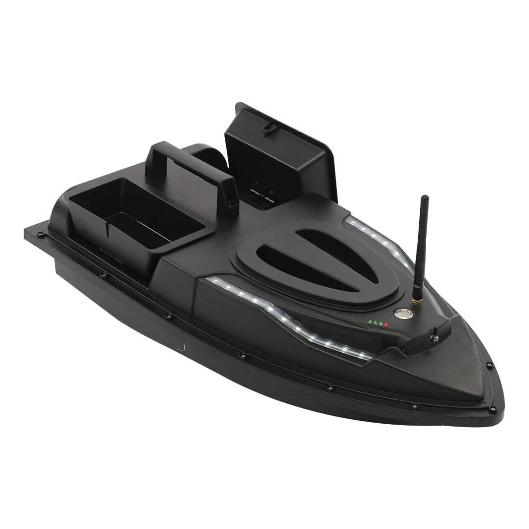 V700 RC Fishing Bait Boat Black, 5200mAh Battery Powered Remote Control Bait Boat With Dual Motors & Dual Hoppers, 1640ft Range for Pond River Lake, UK Plug